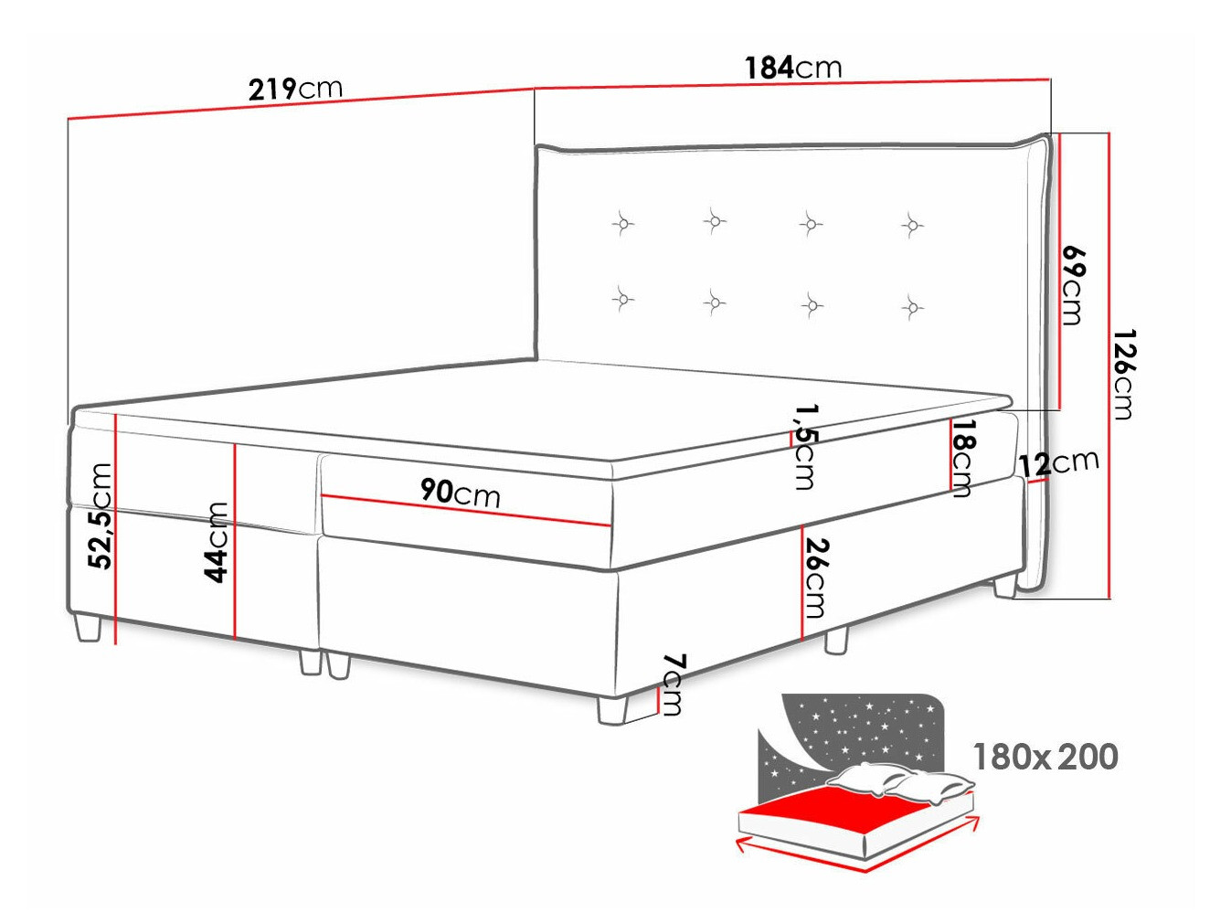 Continental bed Titulus (Uttario Velvet 2979)