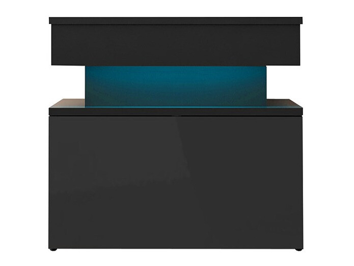Bedside table Monfero (Black + Glossy black)