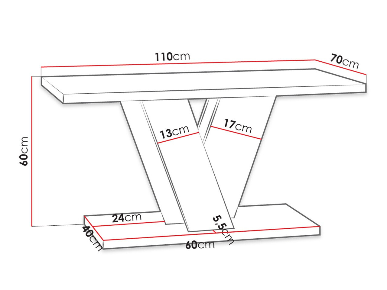 Coffee table Goodyear 128 (Artisan oak + Black)