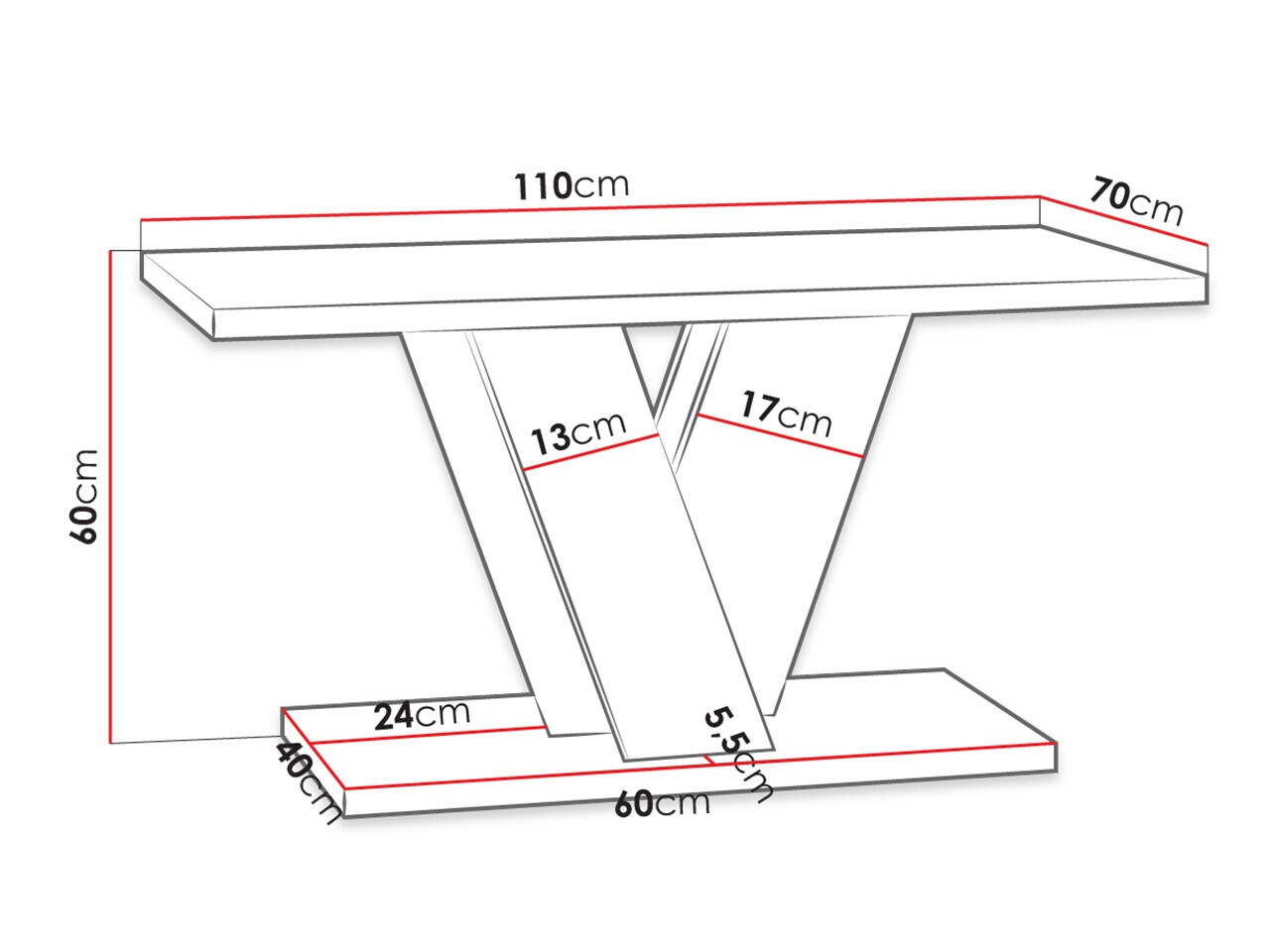 Coffee table Goodyear 128 (Grey + White)