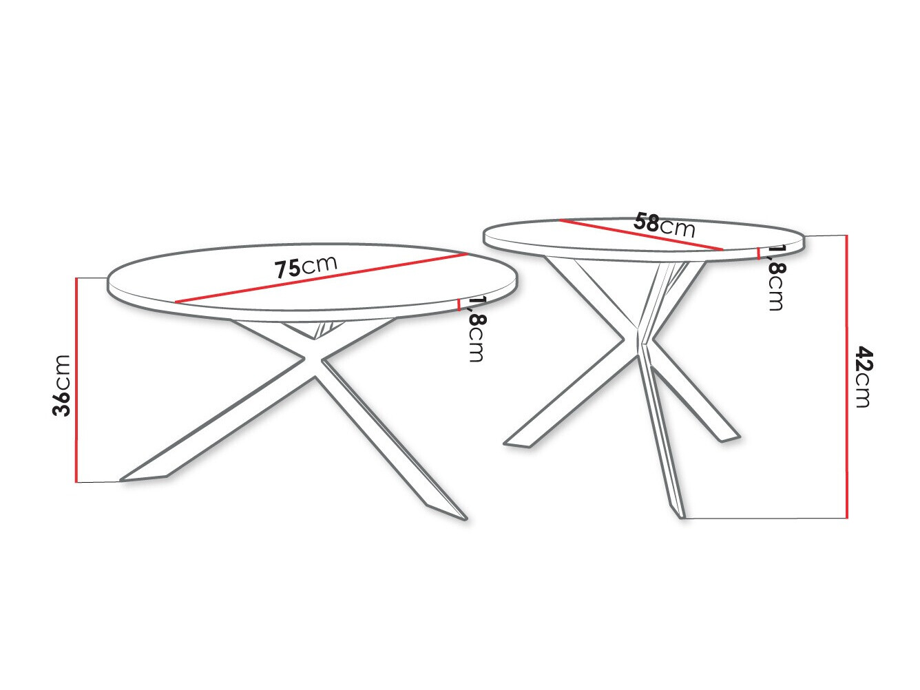 Coffee table set Oswego 108 (White marble + Black)