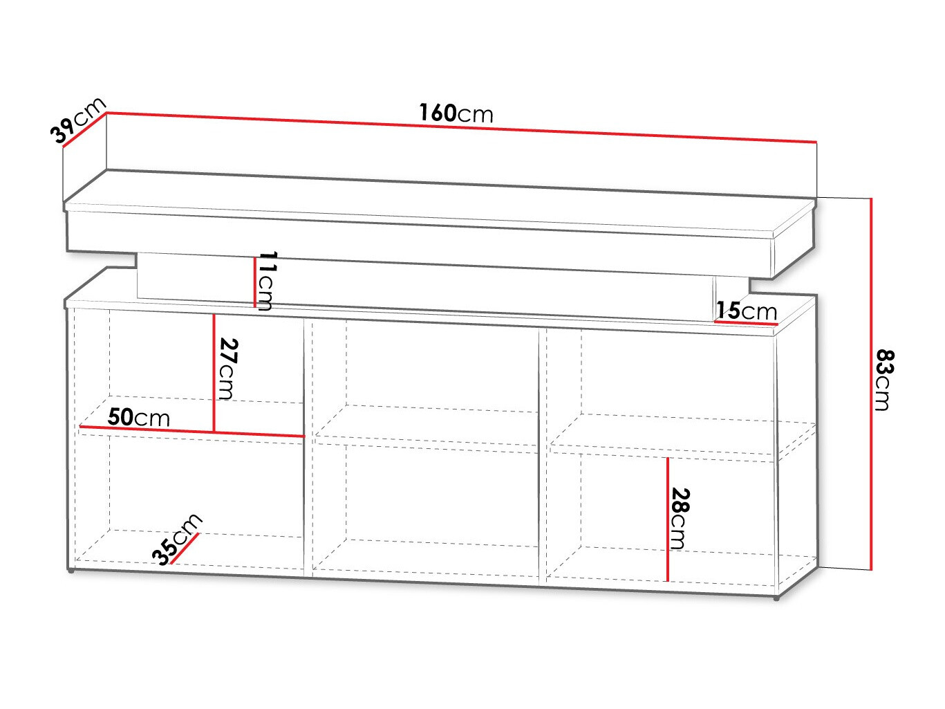 Sideboard Monfero (White + Glossy white)