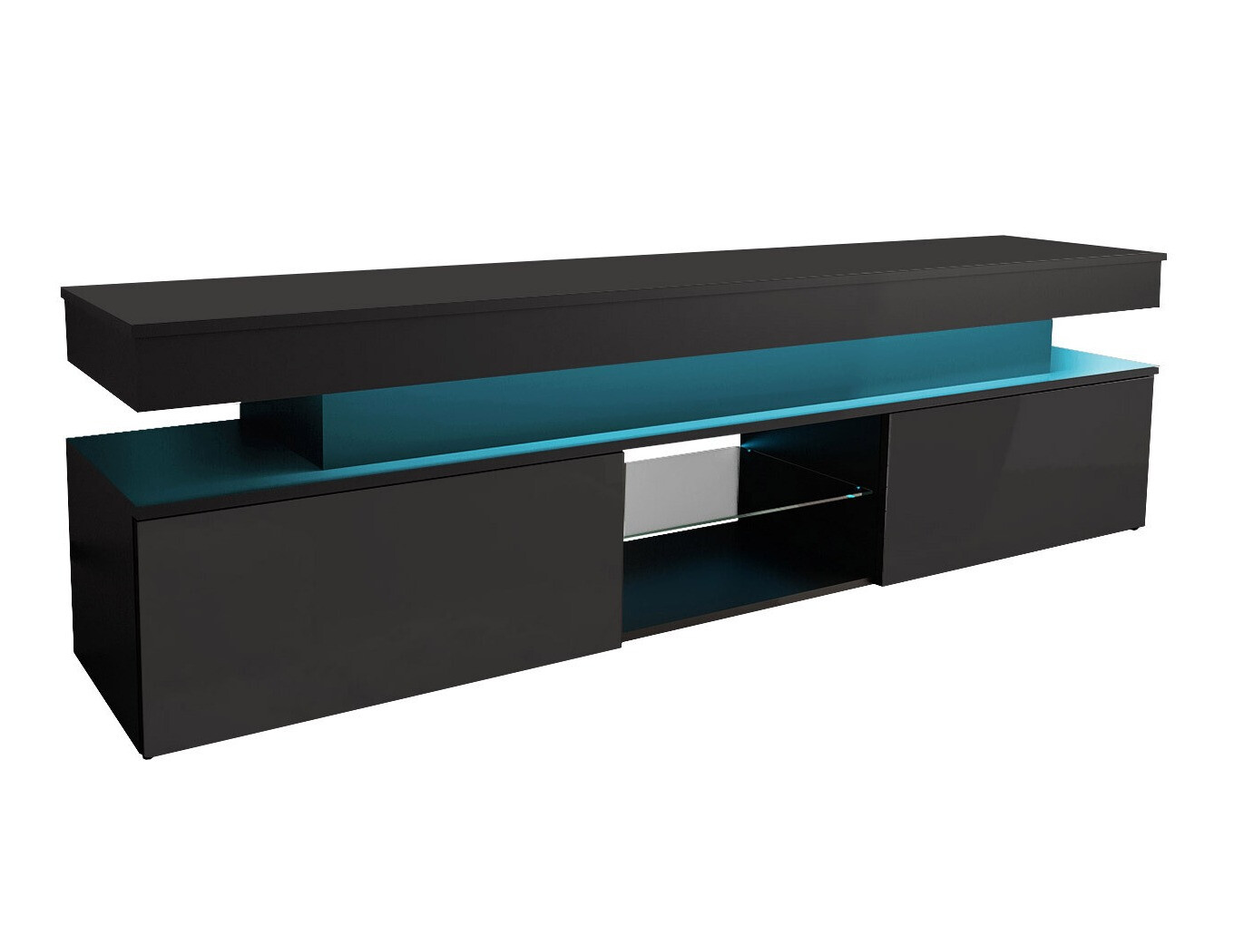 TV stand Monfero (Black + Glossy black)