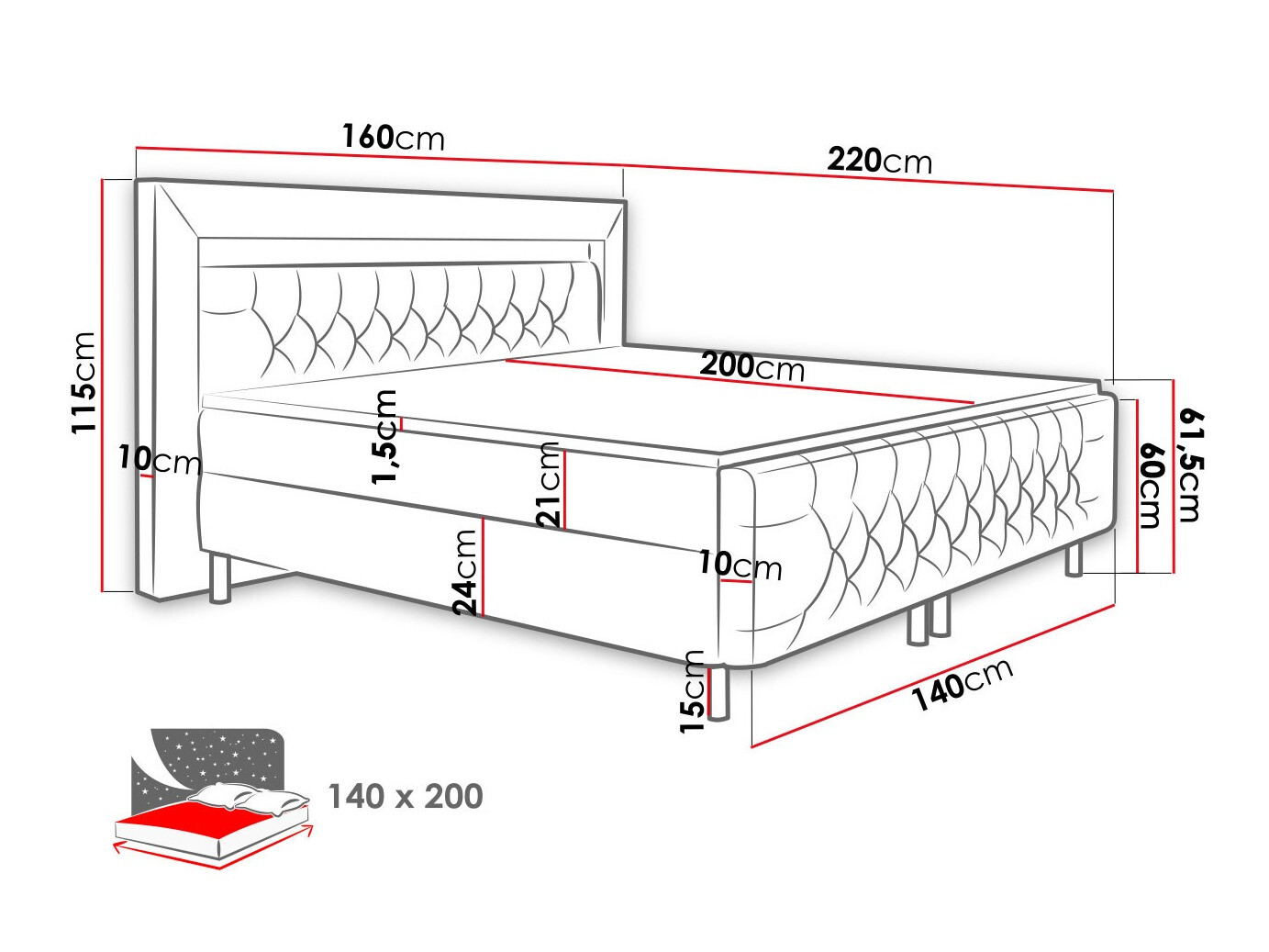 Continental bed Aura II