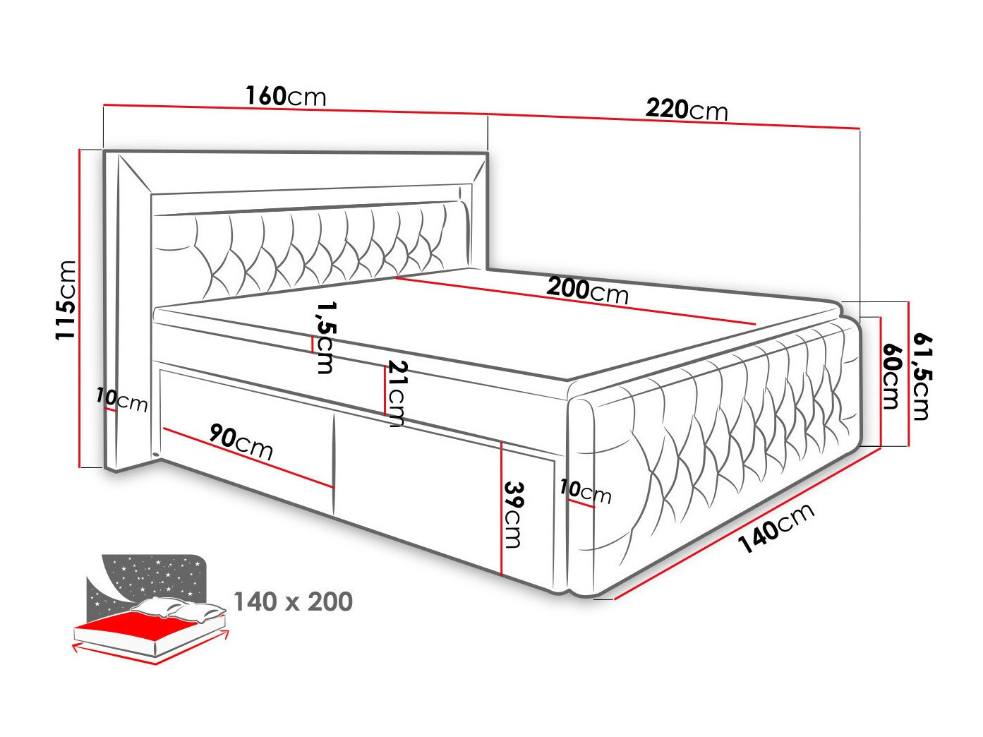 Continental bed Aura III