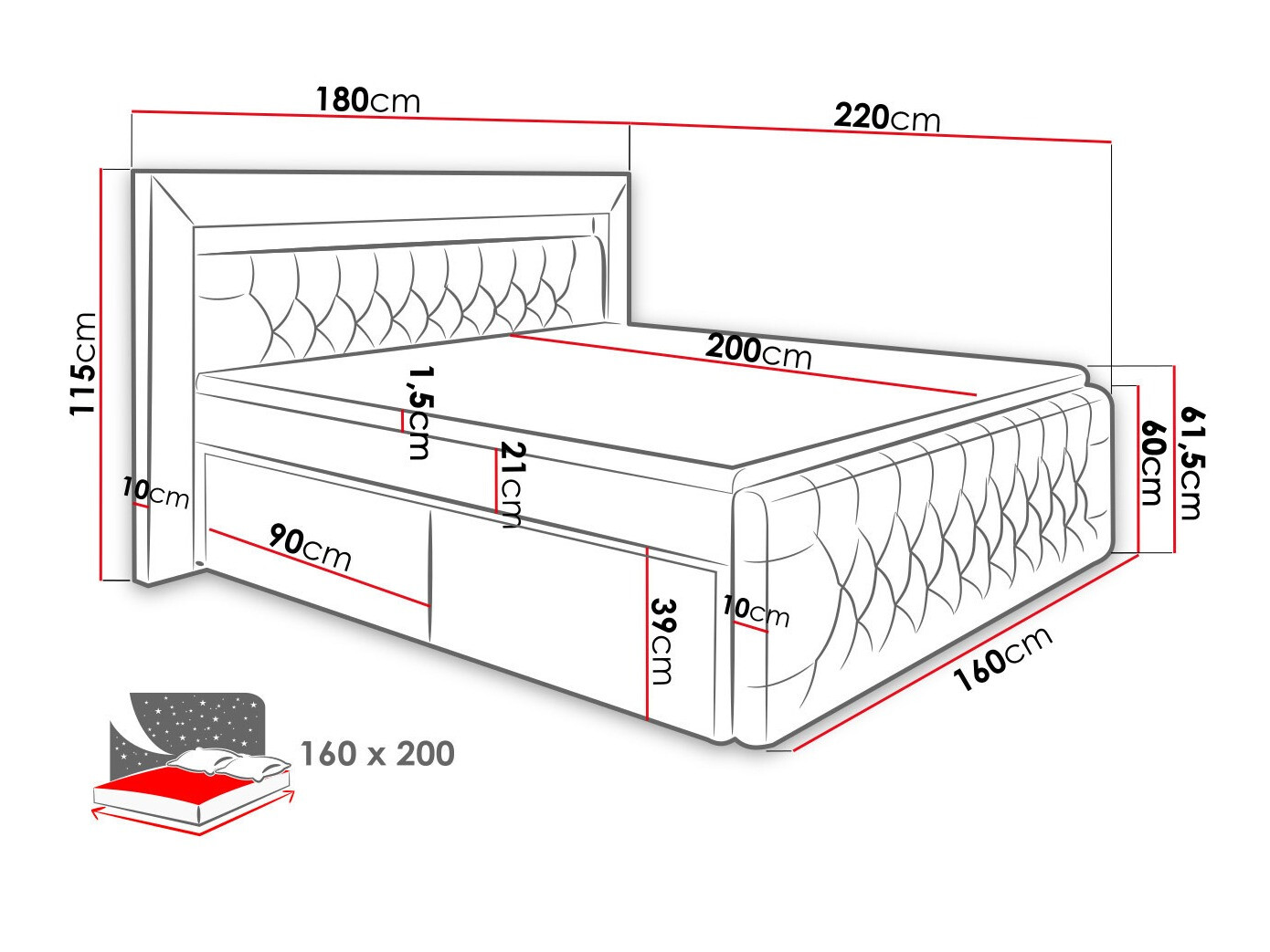 Continental bed Aura III