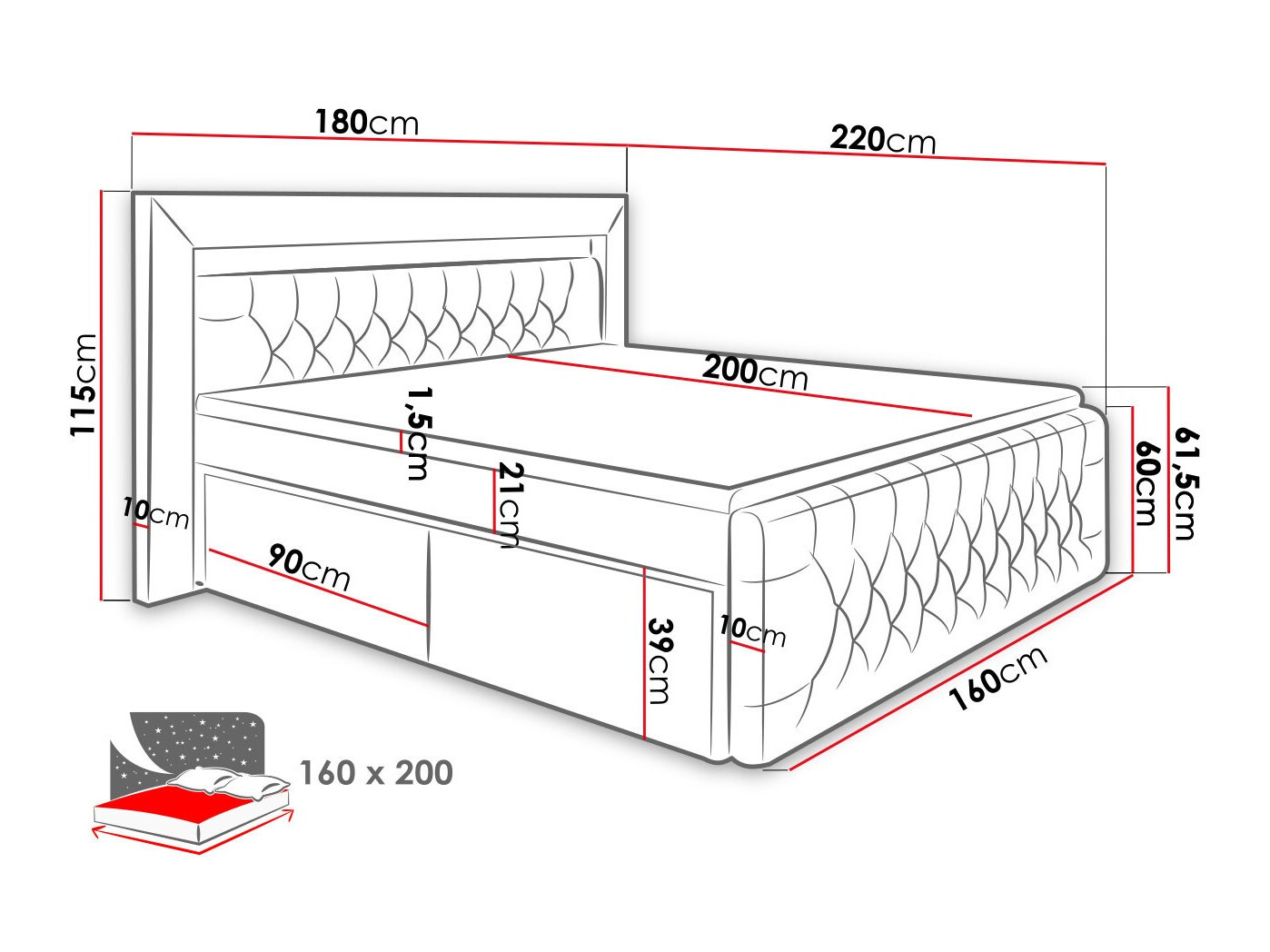 Continental bed Aura III