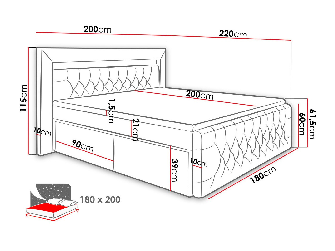 Continental bed Aura III