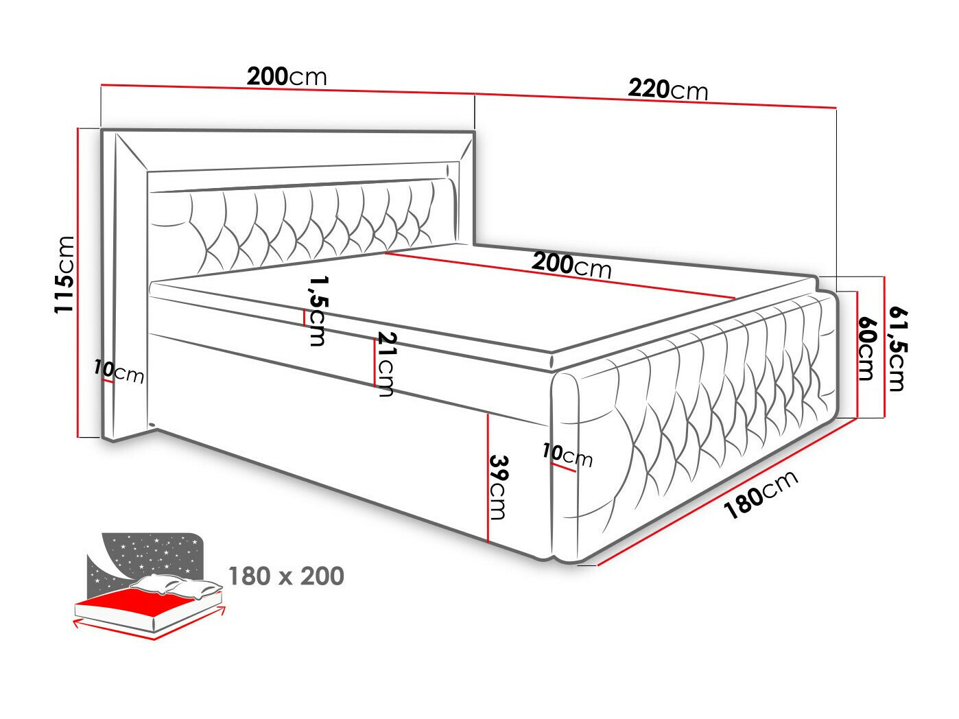 Continental bed Aura