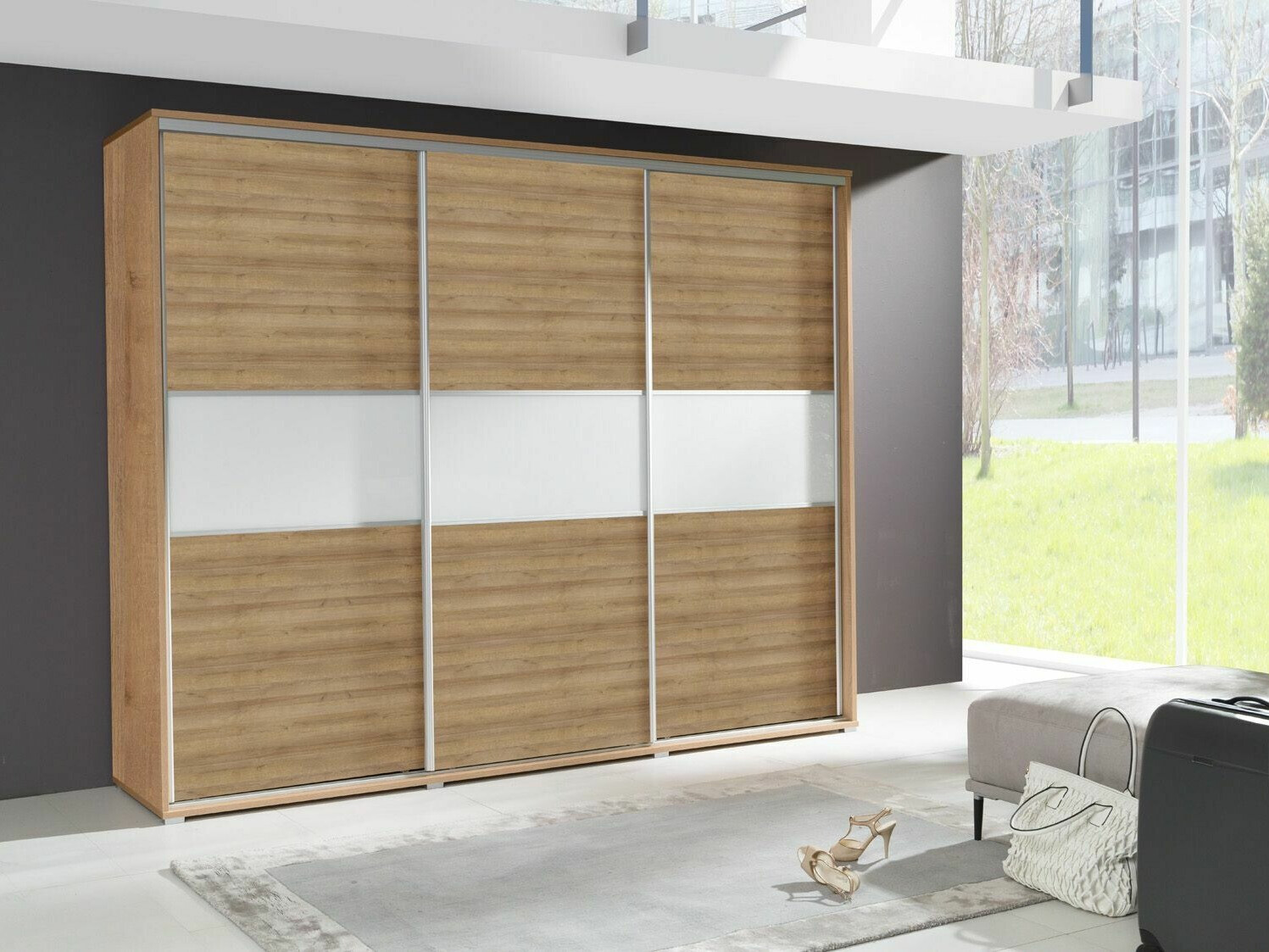 Wardrobe Murrieta 132 (Riviera oak + White)
