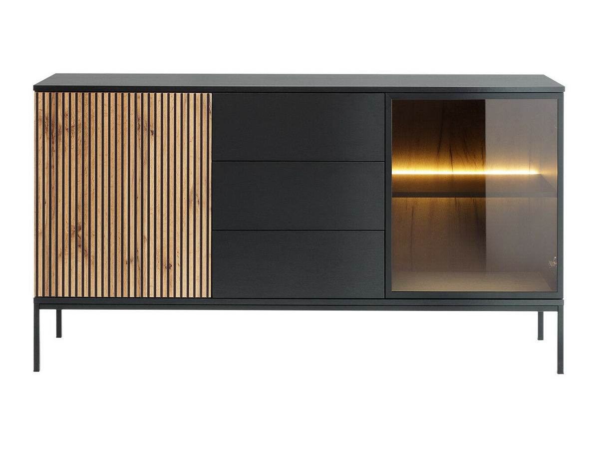 Chest of drawers Soferi 108 (Black + Wotan Oak)
