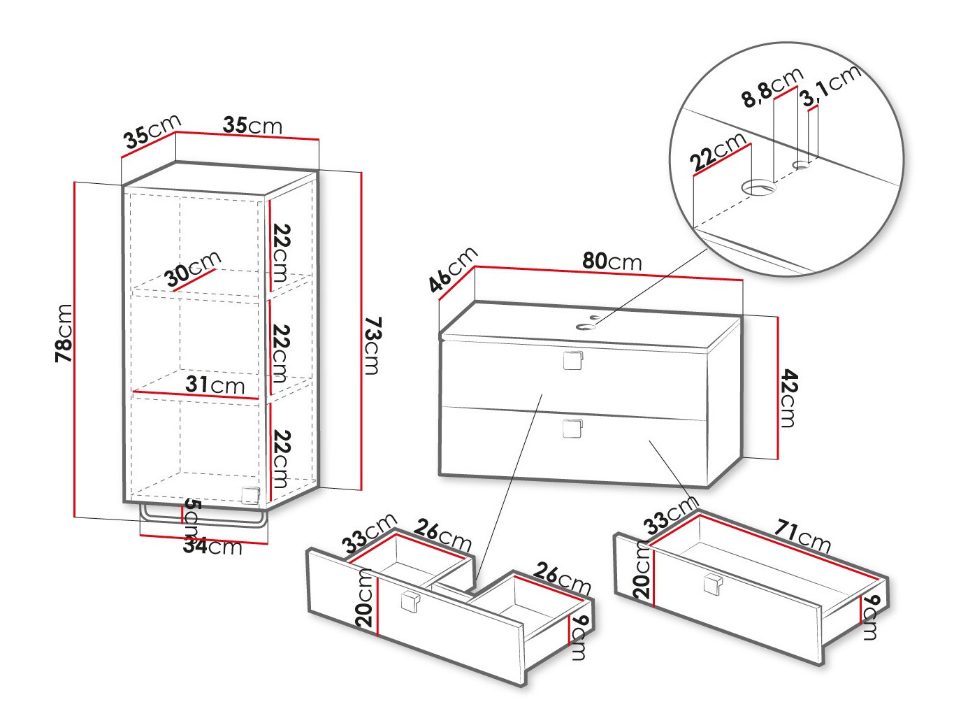 Bathroom set Panium I (White)