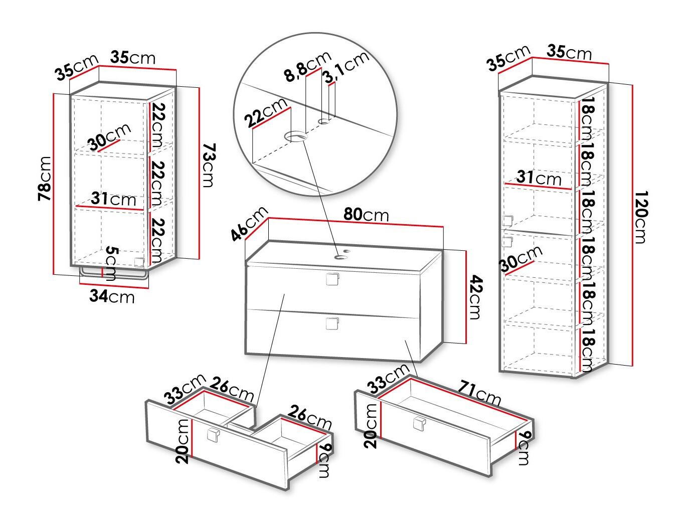 Bathroom set Panium II (White)