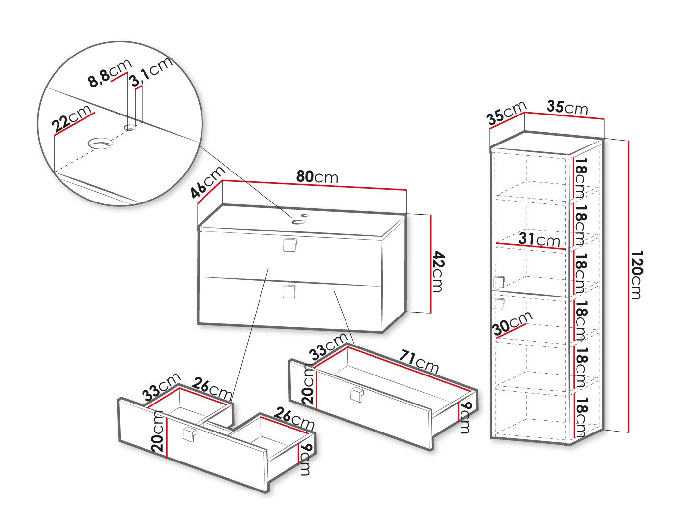 Bathroom set Panium (White)