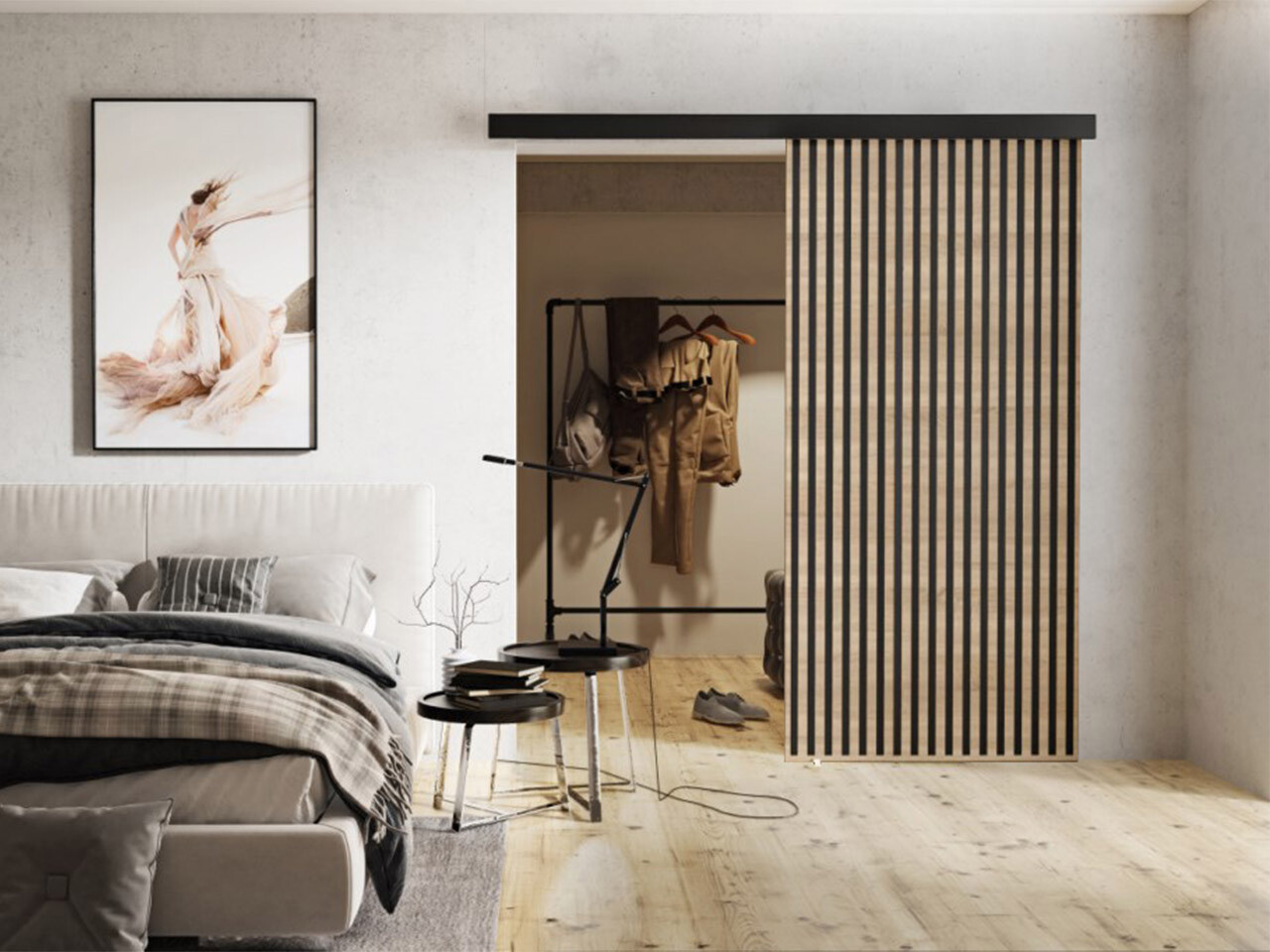 Sliding door Dover 203 (Sonoma oak + Black)