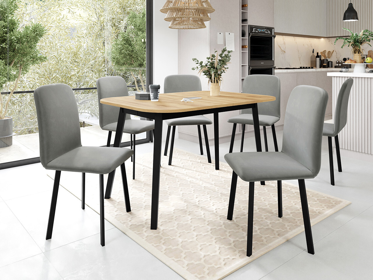 Dining set Edmond 117 (Craft golden oak + Black)