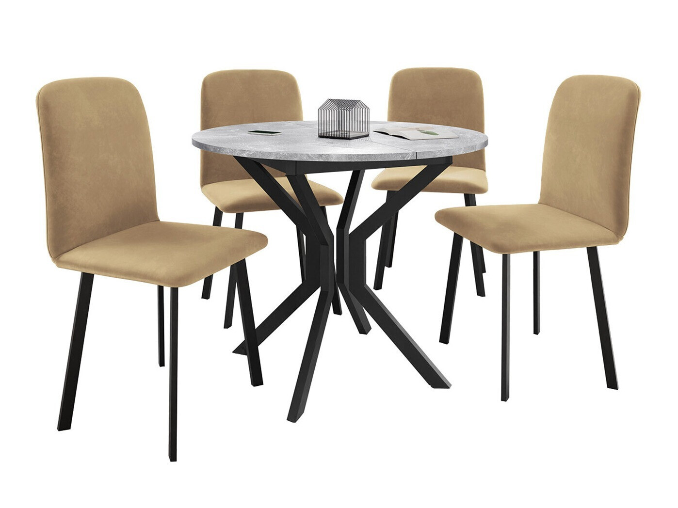 Dining set Edmond 118 (Grey marble + Black)