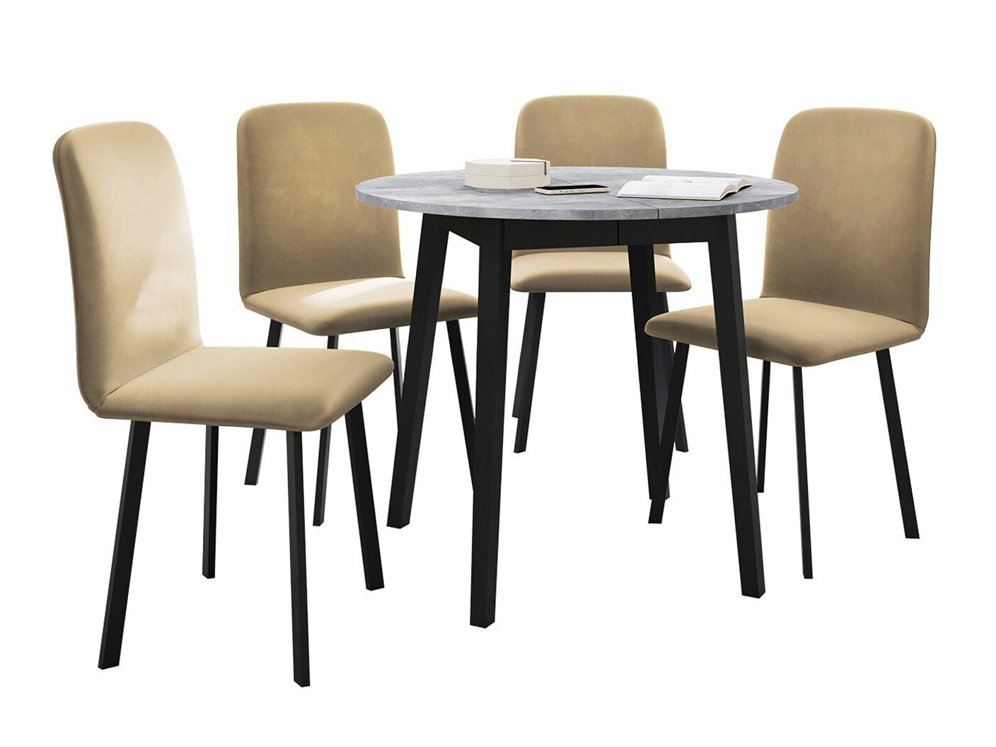 Dining set Edmond 119 (Grey marble + Black)