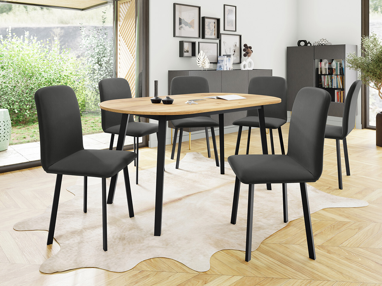 Dining set Edmond 121 (Craft golden oak + Black)