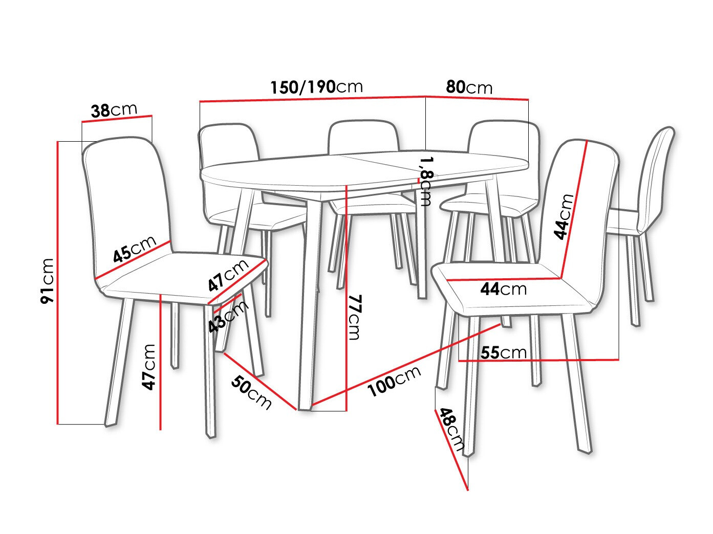 Dining set Edmond 121 (Amor Velvet 4302)