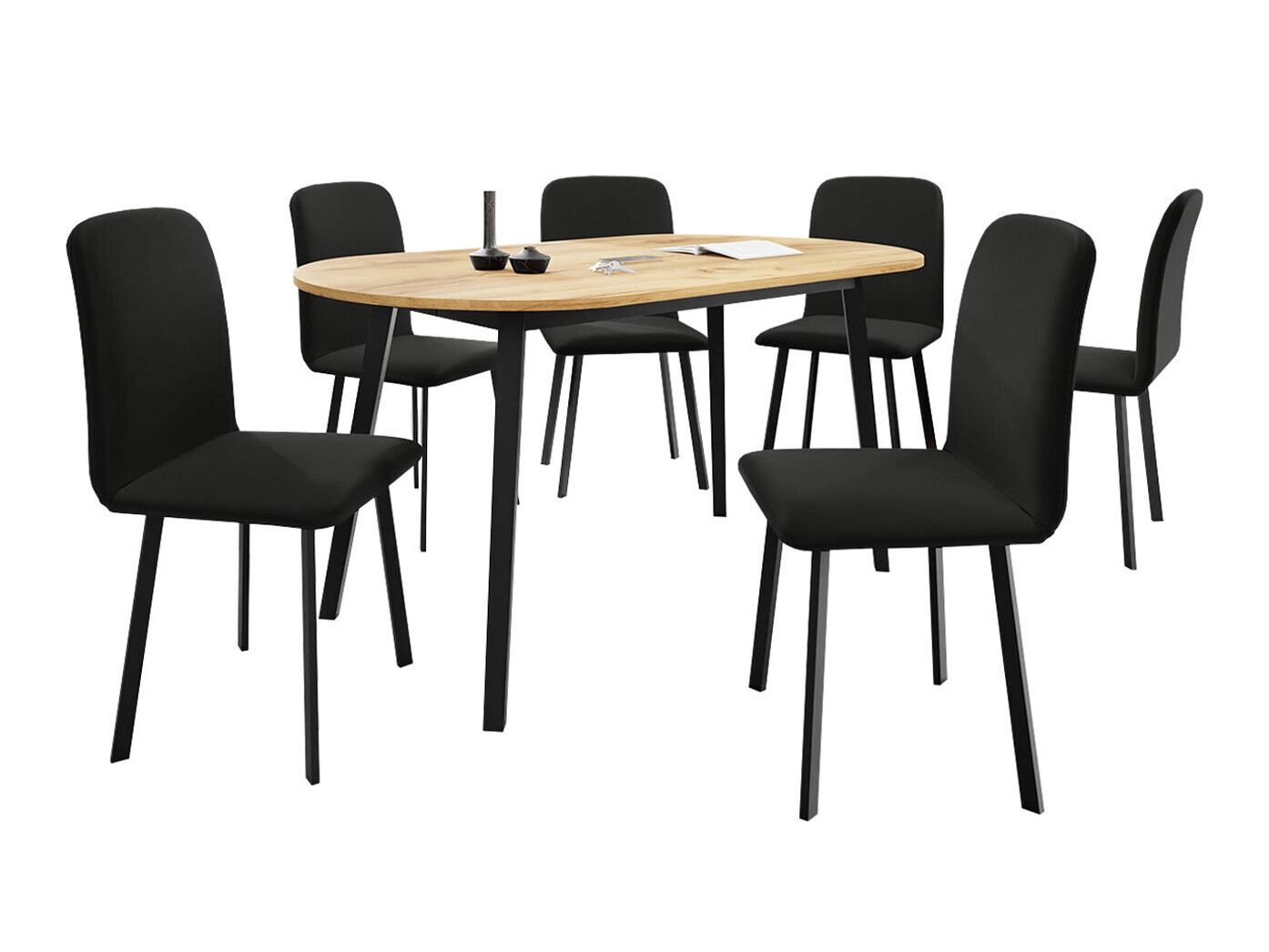 Dining set Edmond 121 (Craft golden oak + Black)