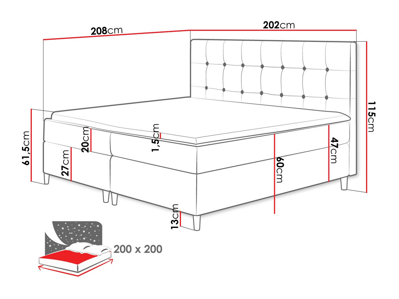 Continental bed Caseus (Magic Velvet 2215)