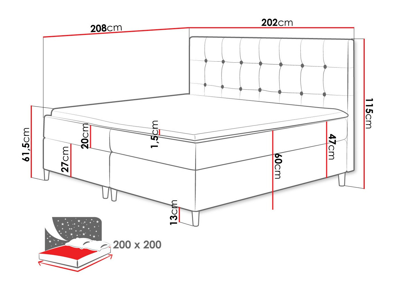 Continental bed Caseus (Magic Velvet 2216)