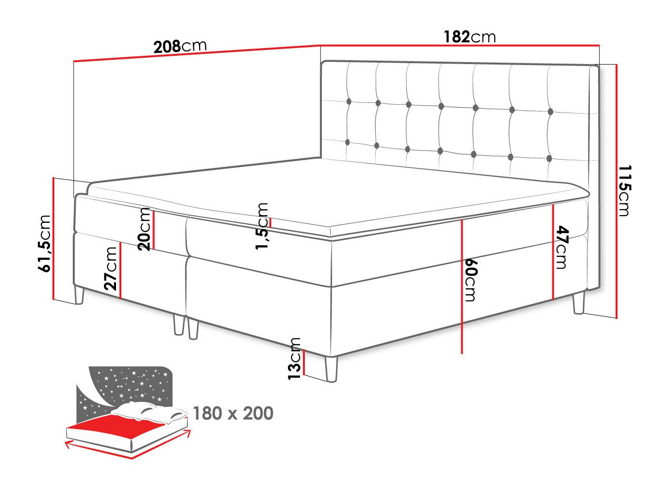 Continental bed Caseus (Magic Velvet 2217)
