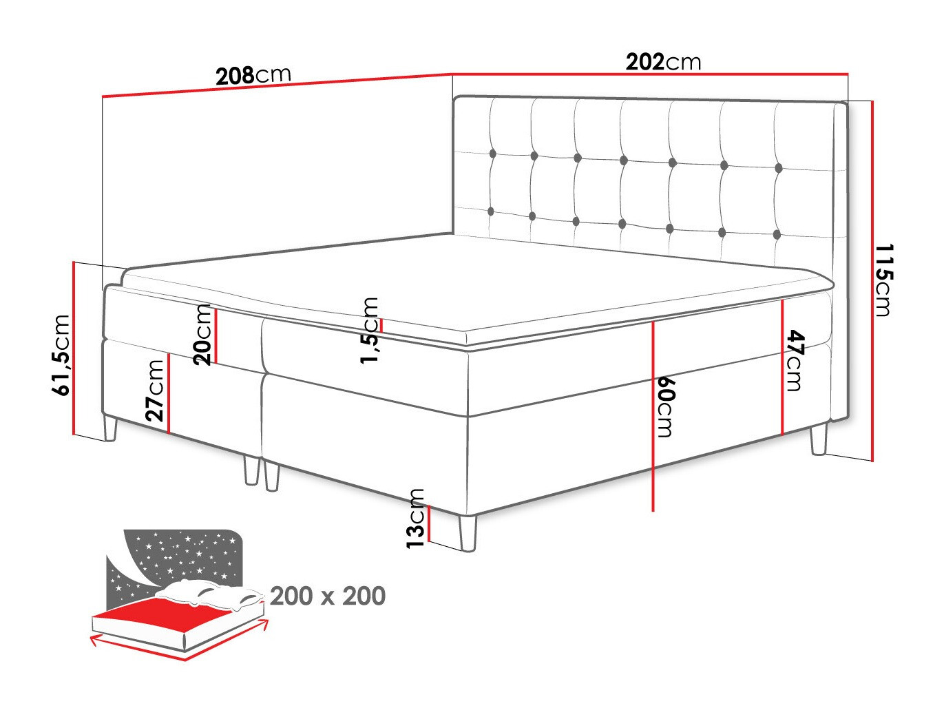 Continental bed Caseus (Magic Velvet 2217)