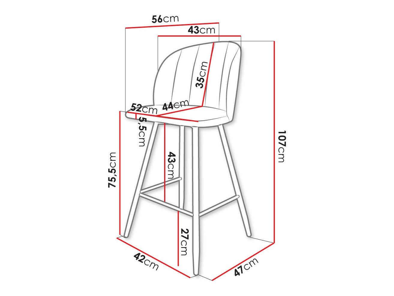 Bar stool Comfivo Anser II (Magic Velvet 2216)