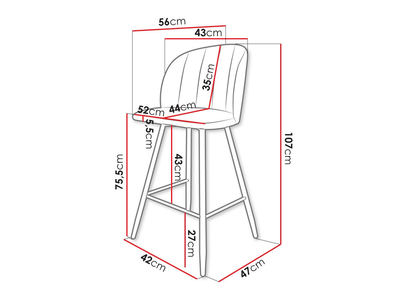 Bar stool Comfivo Anser II (Magic Velvet 2219)