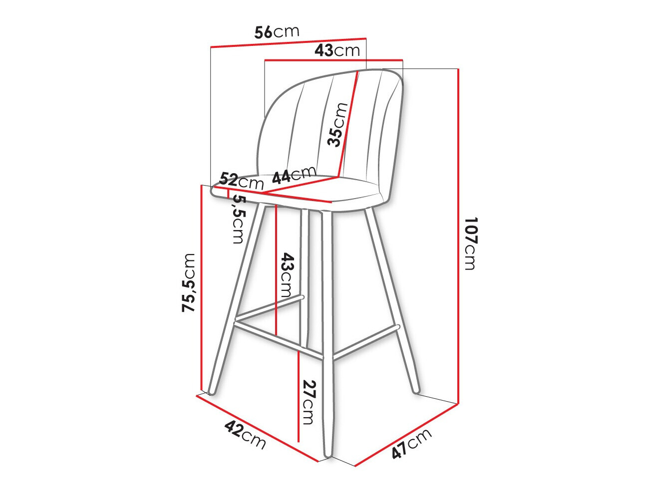 Bar stool Comfivo Anser II (Magic Velvet 2225)
