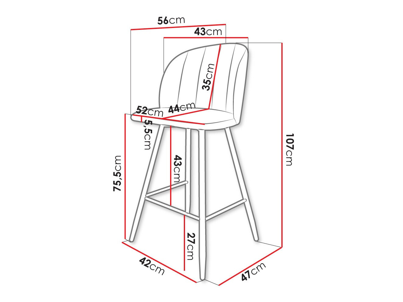 Bar stool Comfivo Anser II (Magic Velvet 2240)