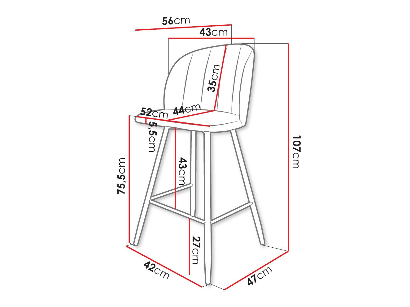 Bar stool Comfivo Anser II (Magic Velvet 2250)