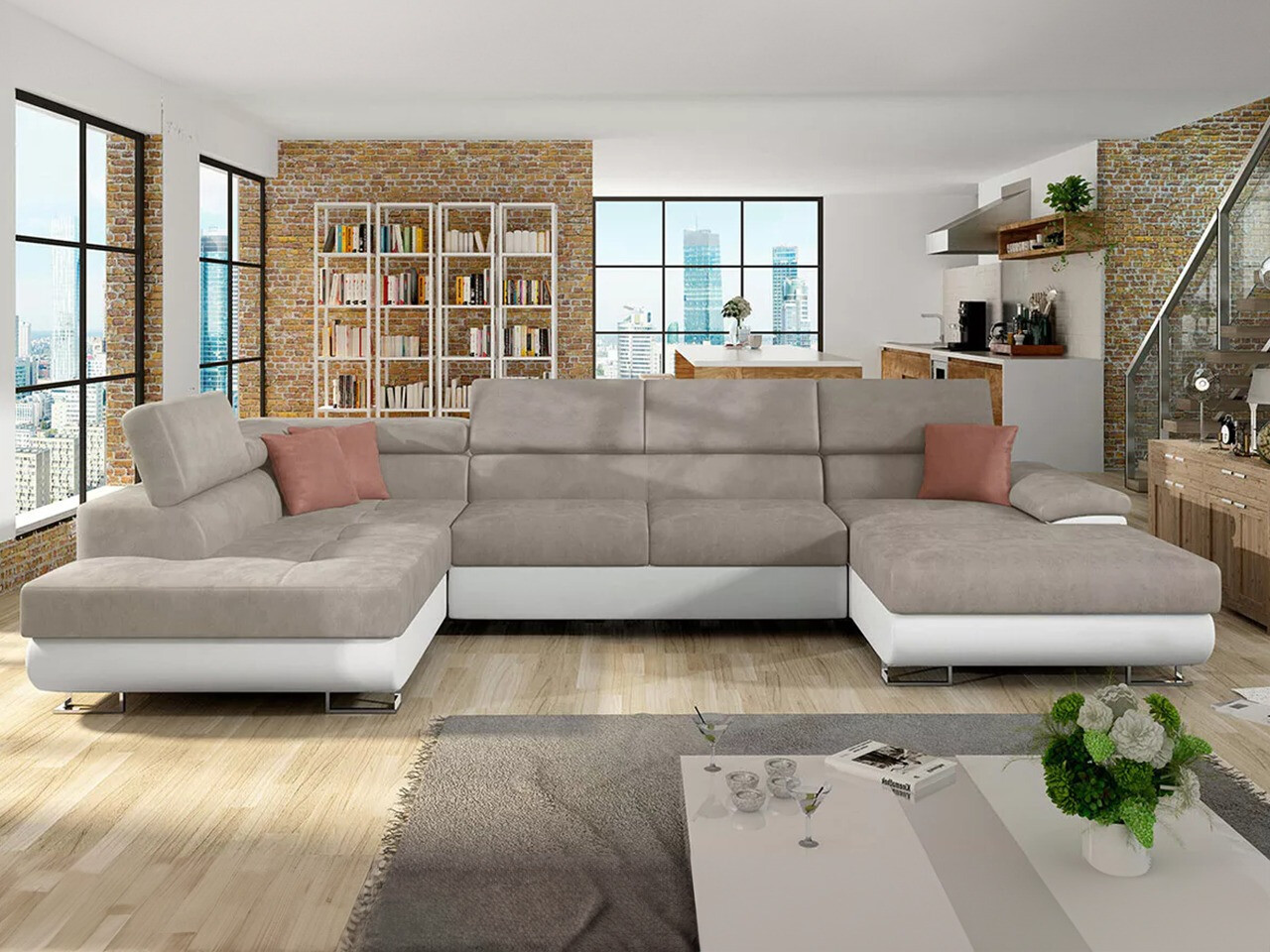 Corner sofa Comfivo Ruta IV (Soft 017 + Uttario Velvet 2979 + Uttario Velvet 2955 St)