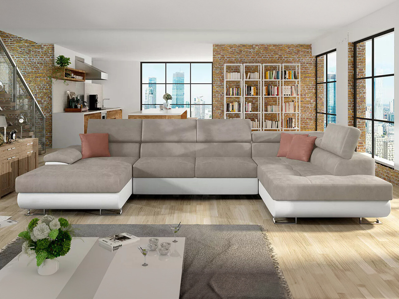 Corner sofa Comfivo Ruta IV (Soft 017 + Uttario Velvet 2979 + Uttario Velvet 2955 St)