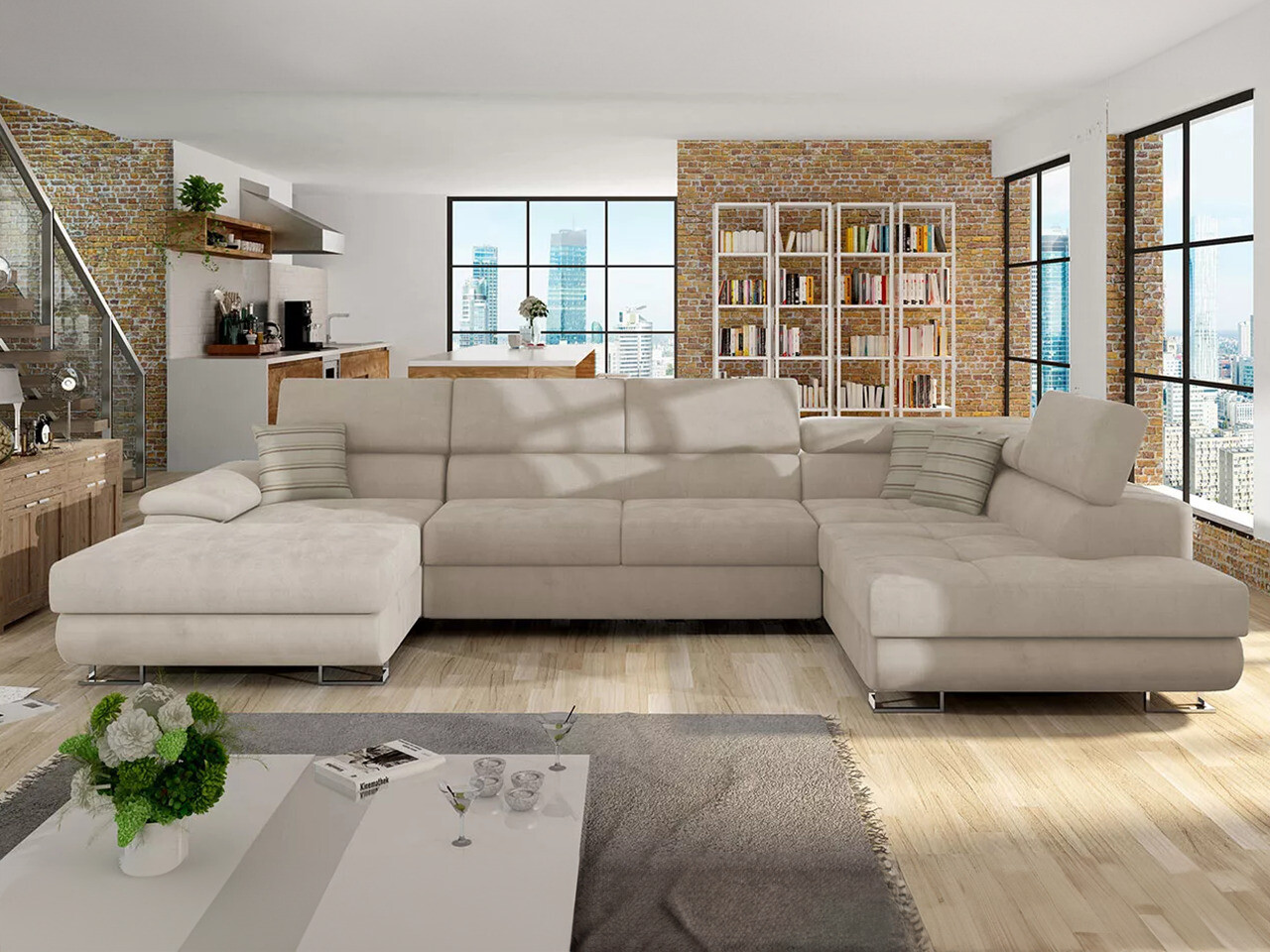 Corner sofa Comfivo Ruta IV (Uttario Velvet 2979 + Senegal 825)