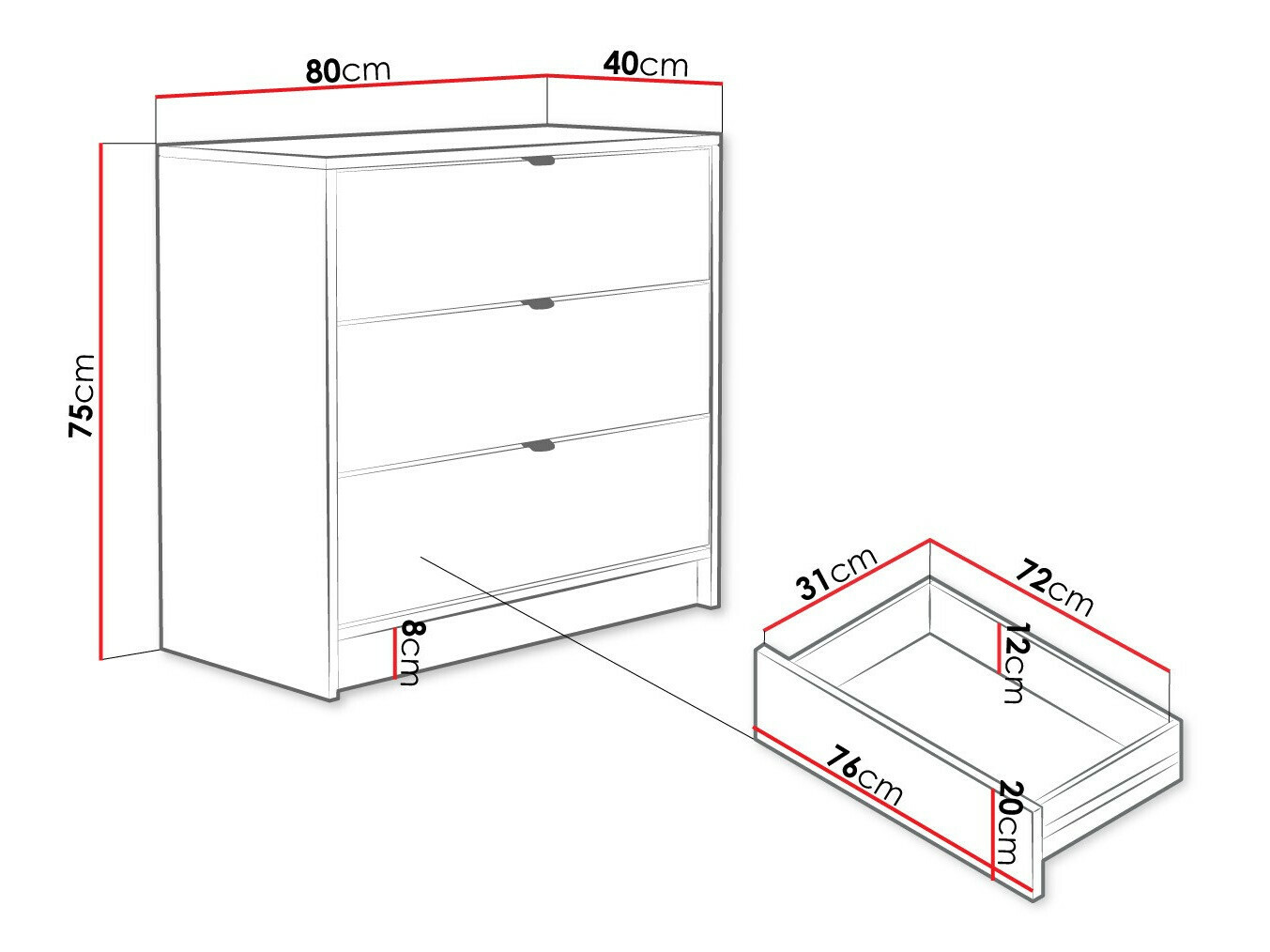 Chest of drawers Comfivo Papilio I (Black)
