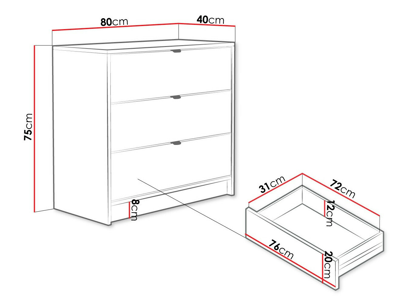 Chest of drawers Comfivo Papilio I (White)
