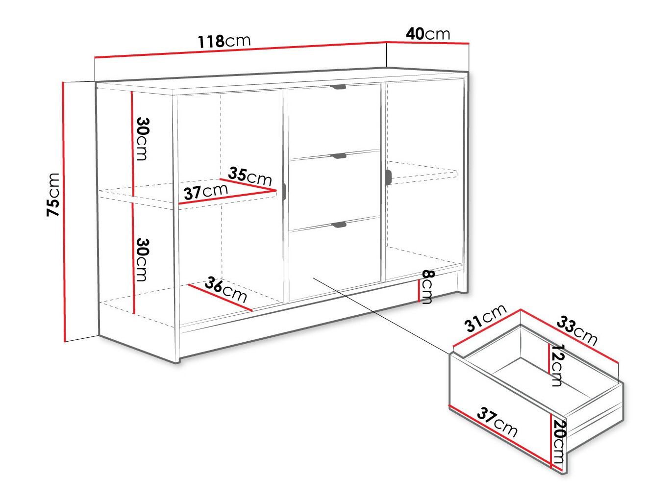 Chest of drawers Comfivo Papilio (White)