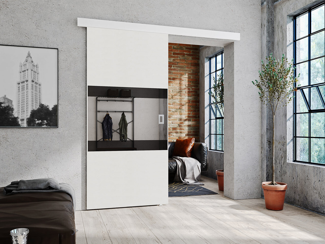 Sliding door Dover 218 (White + Black)