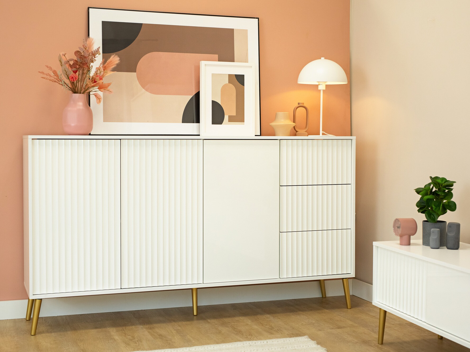 Chest of drawers Cirferi 102 (White + Golden)