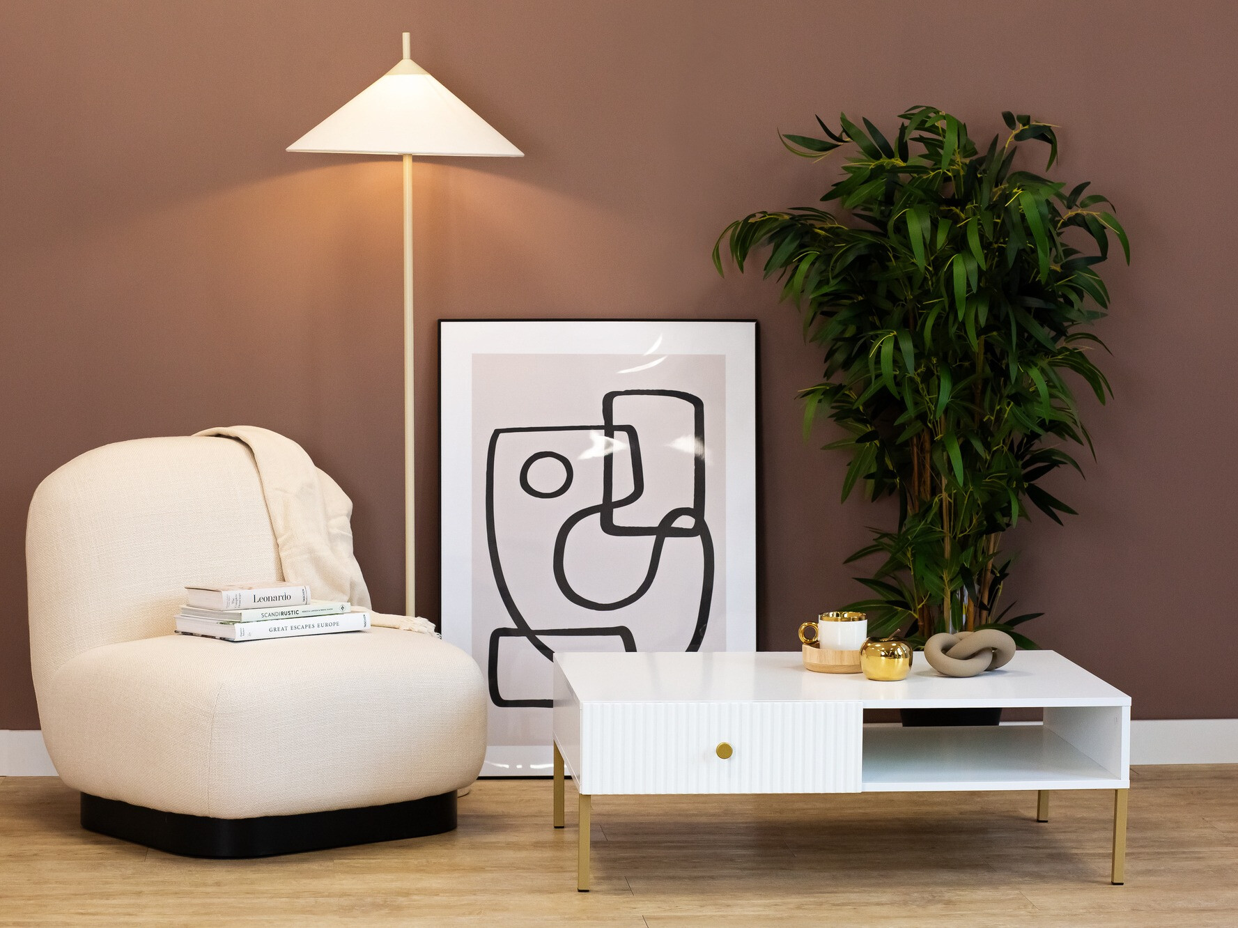 Coffee table Etliva 103 (White + Golden)