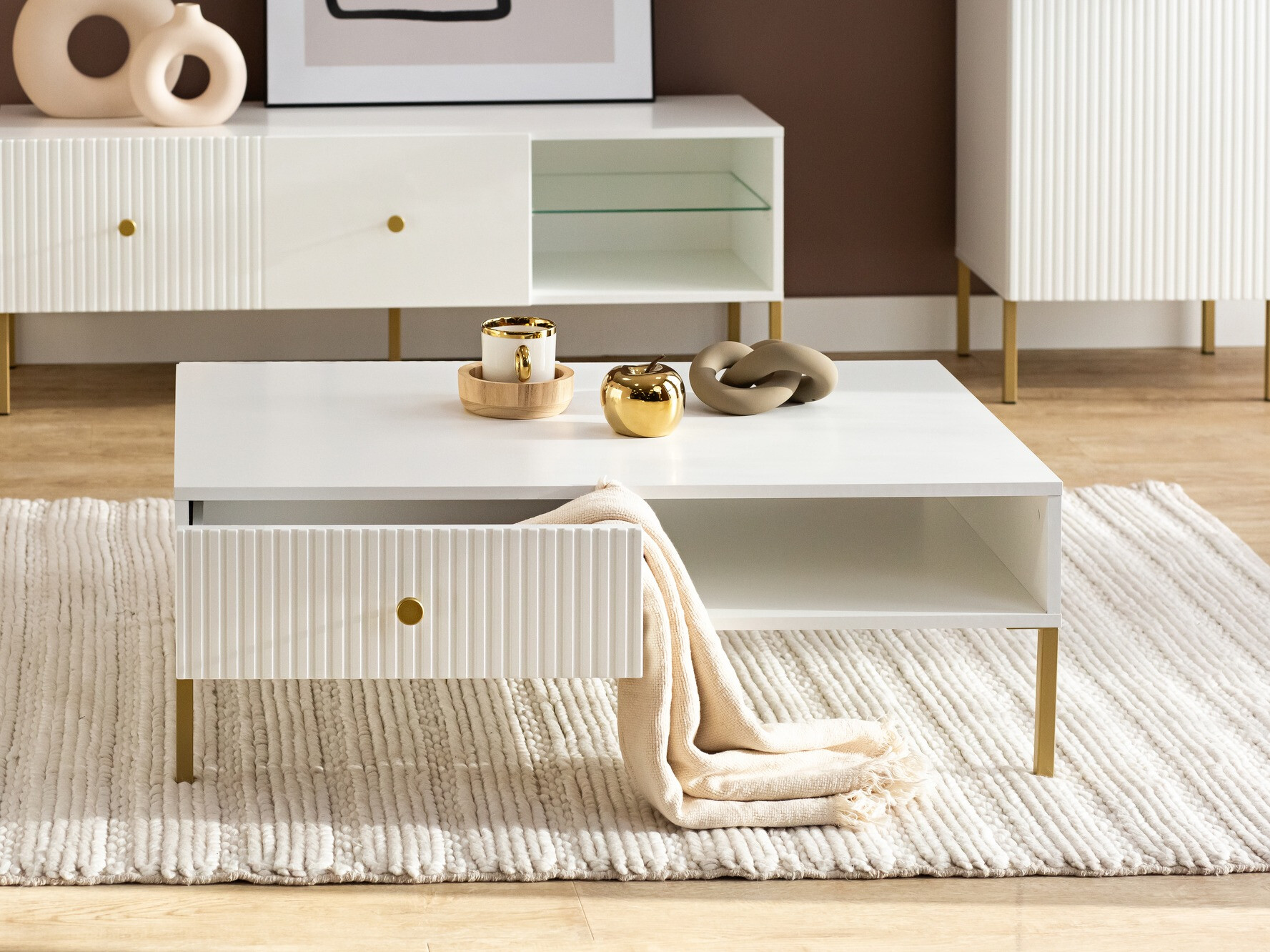 Coffee table Etliva 103 (White + Golden)
