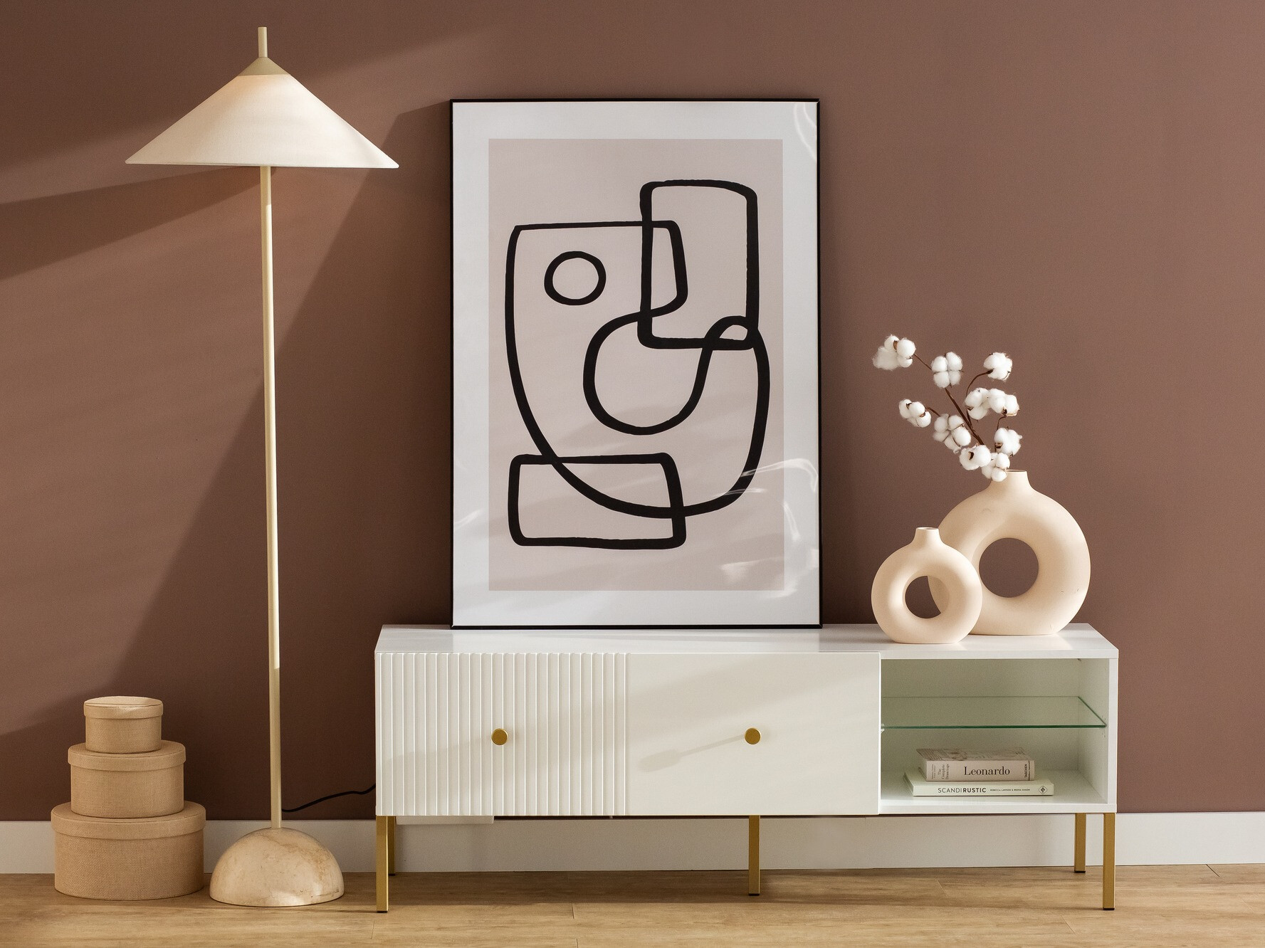 TV stand Etliva 104 (White + Golden)