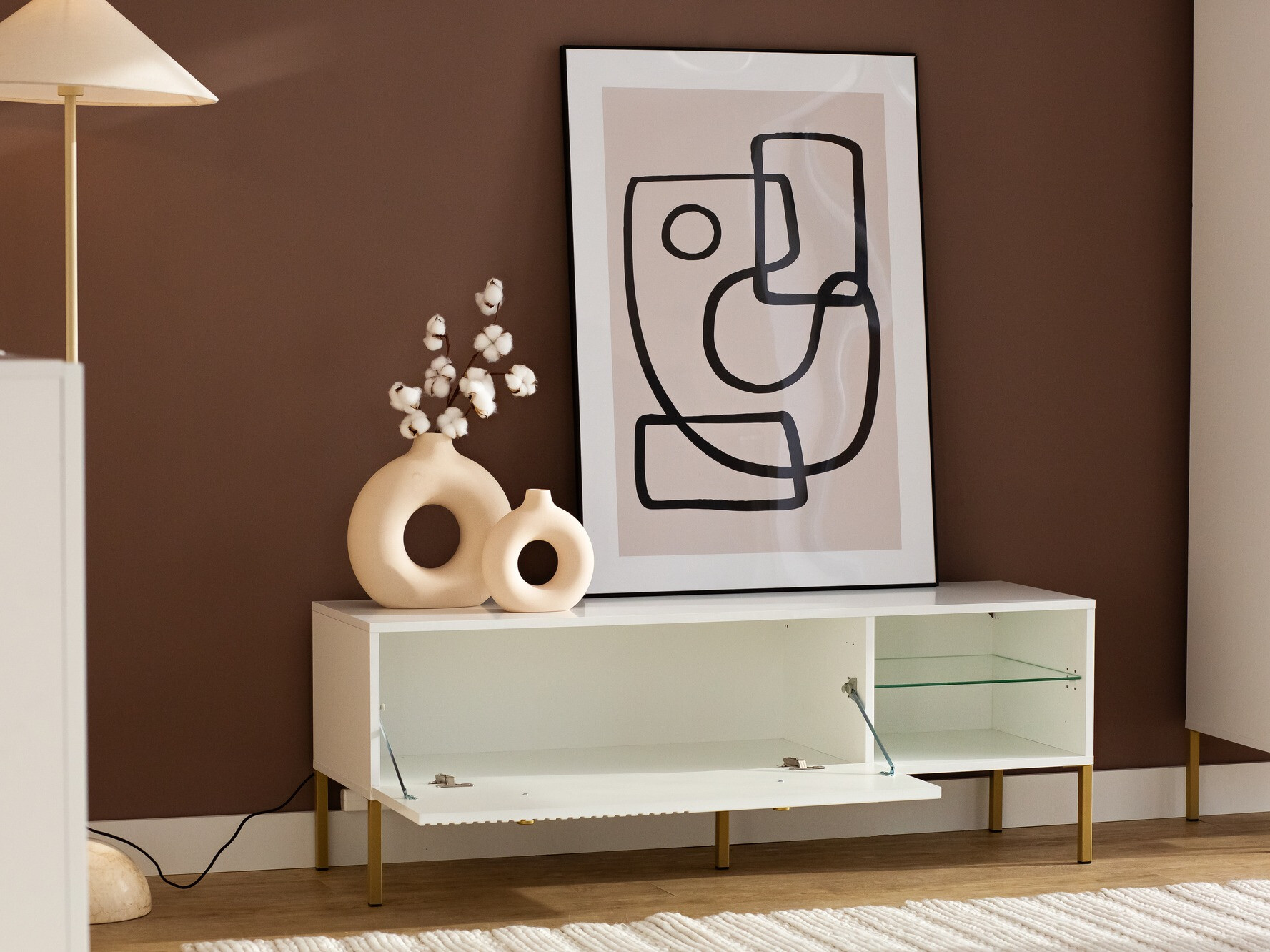 TV stand Etliva 104 (White + Golden)