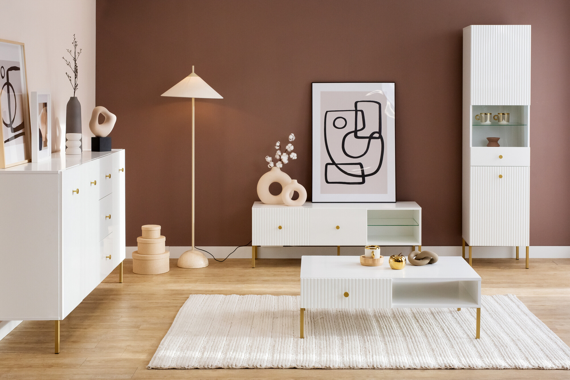 TV stand Etliva 104 (White + Golden)