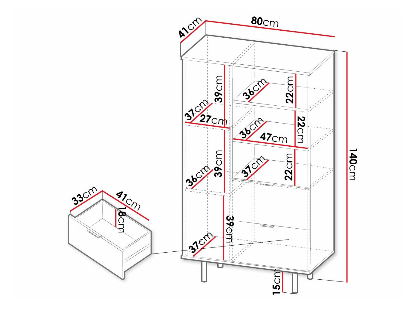 Bookcase Decus (Cashmere)