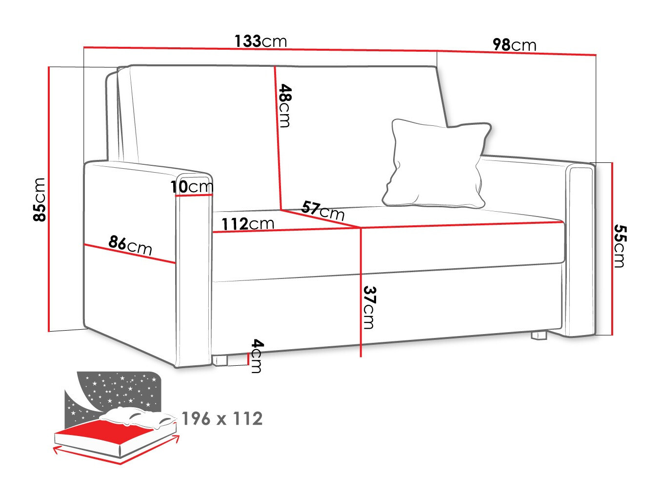 Sofa bed Morel II (Poso 110)