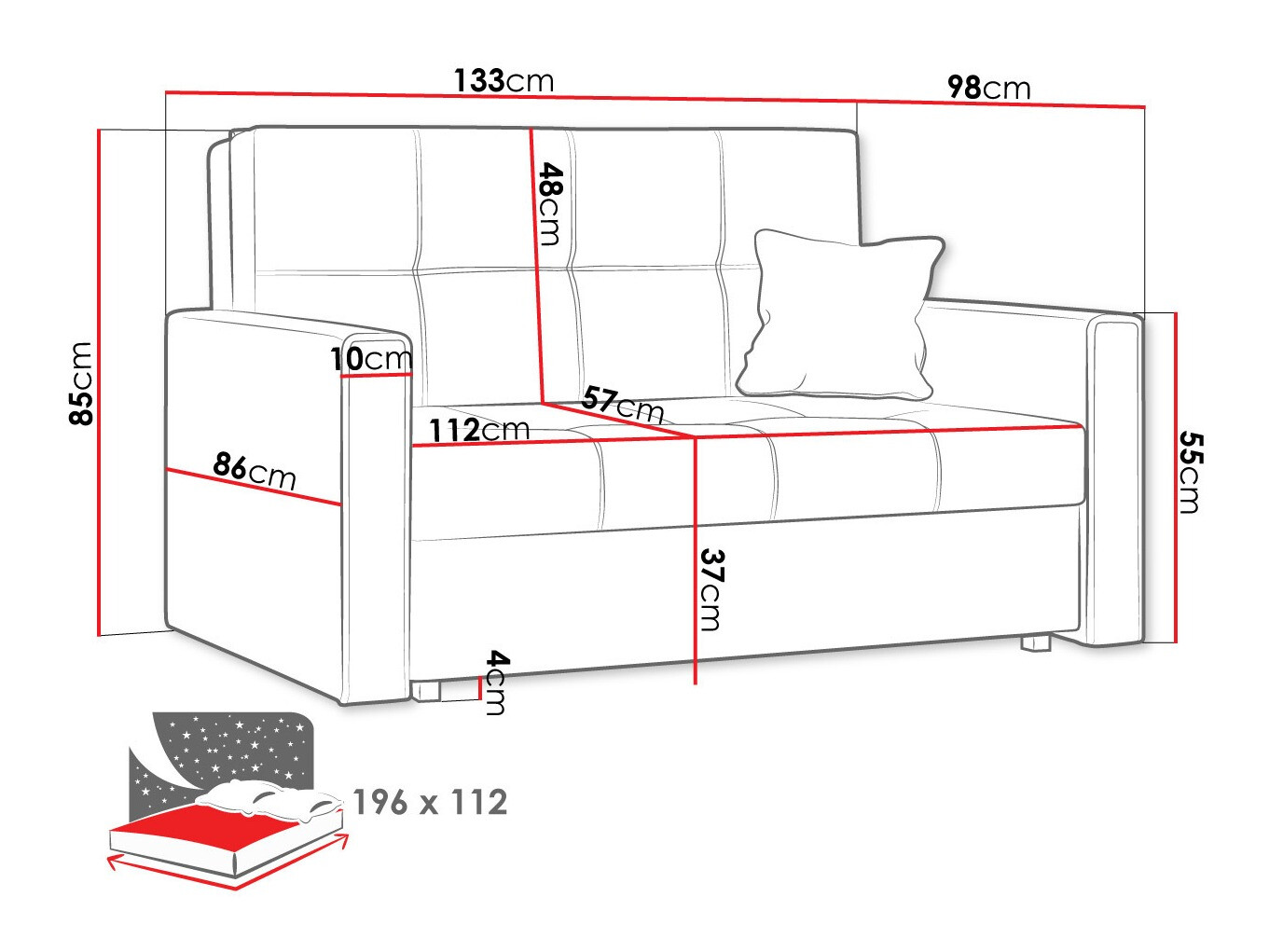 Sofa bed Nuvora II (Alova 04 + Alova 46)
